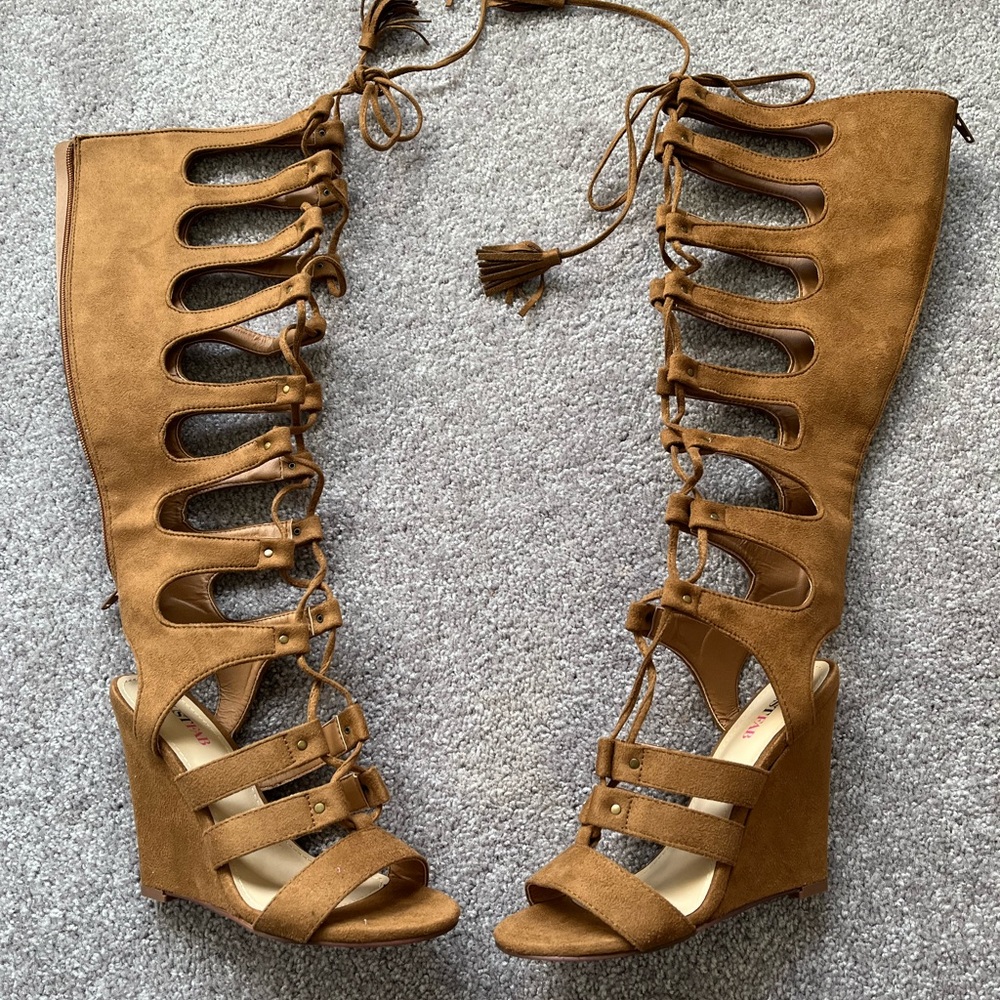 Lace Up Wedge Boots